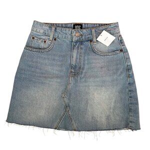 BDG New Urban Outfitters Light Wash Denim Mini Skirt Small Cotton Raw Hem